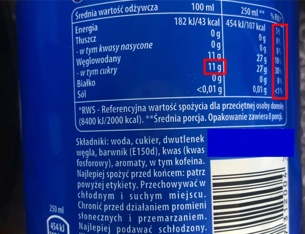 Które piwo bezalkoholowe ma najmniej cukru? Tabela wskazuje, że 11g cukru w 100ml, ale jest też opcja z <0,01g.